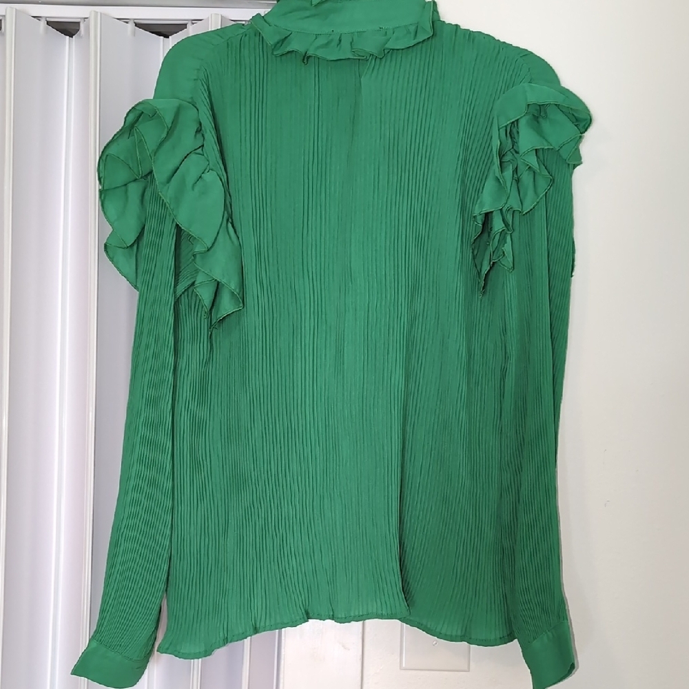 Green Ruffled Women's Top - Picture 2 of 2